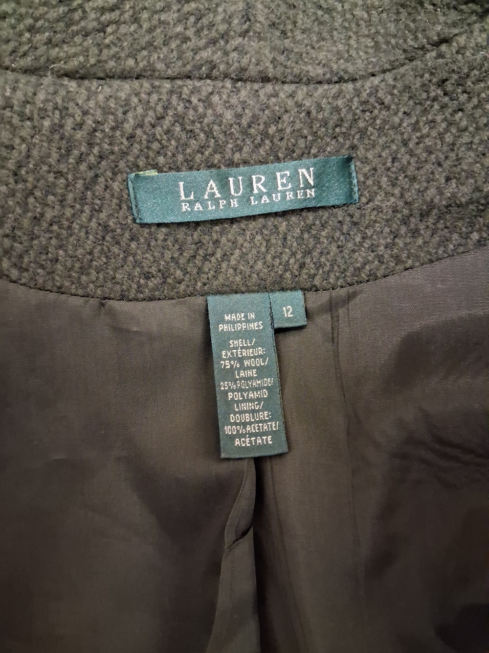 Vintage Ralph Lauren Lauren Dark Forest Green Textured Jacket - Picture 8 of 16